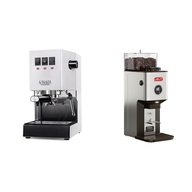 Gaggia New Classic, white + Lelit William PL72 Gaggia New Classic, white + Lelit William PL72