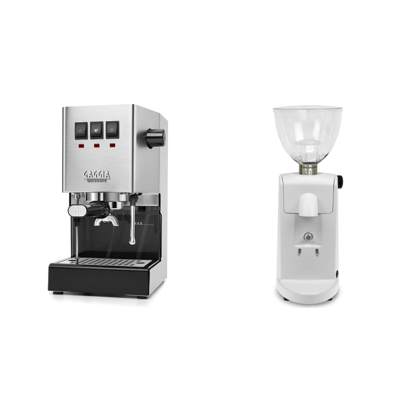 Gaggia New Classic BC + Ascaso i-mini i1, bílá Gaggia New Classic BC + Ascaso i-mini i1, bílá