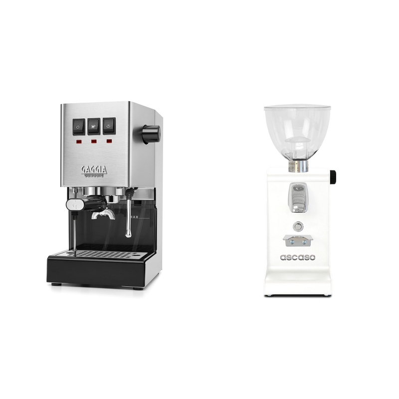 Gaggia New Classic BC + Ascaso i-steel, bílá Gaggia New Classic BC + Ascaso i-steel, bílá