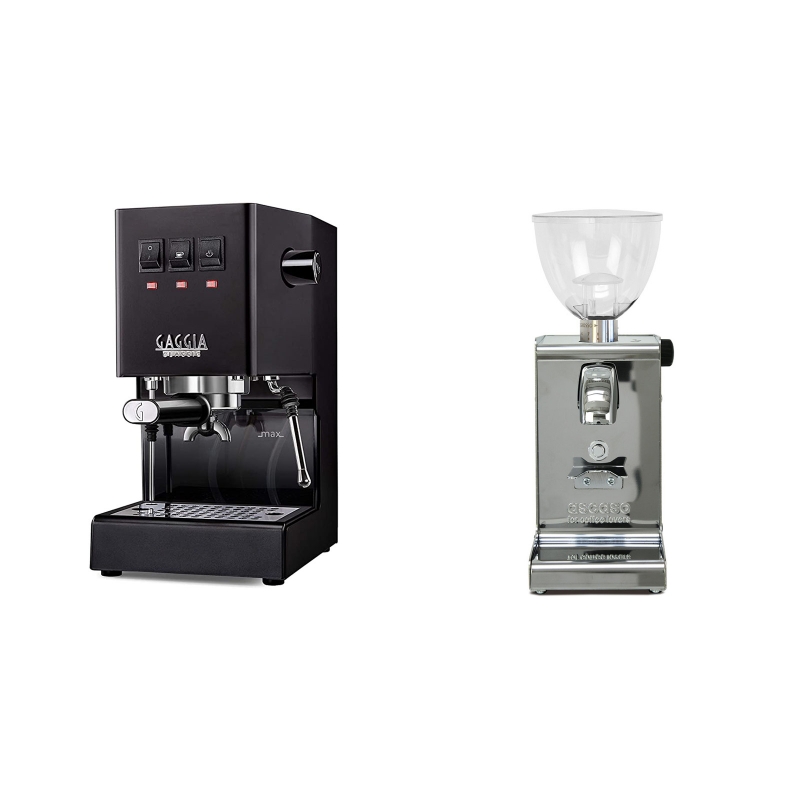 Gaggia New Classic BC, black + Ascaso i-steel, lesk Gaggia New Classic BC, black + Ascaso i-steel, lesk