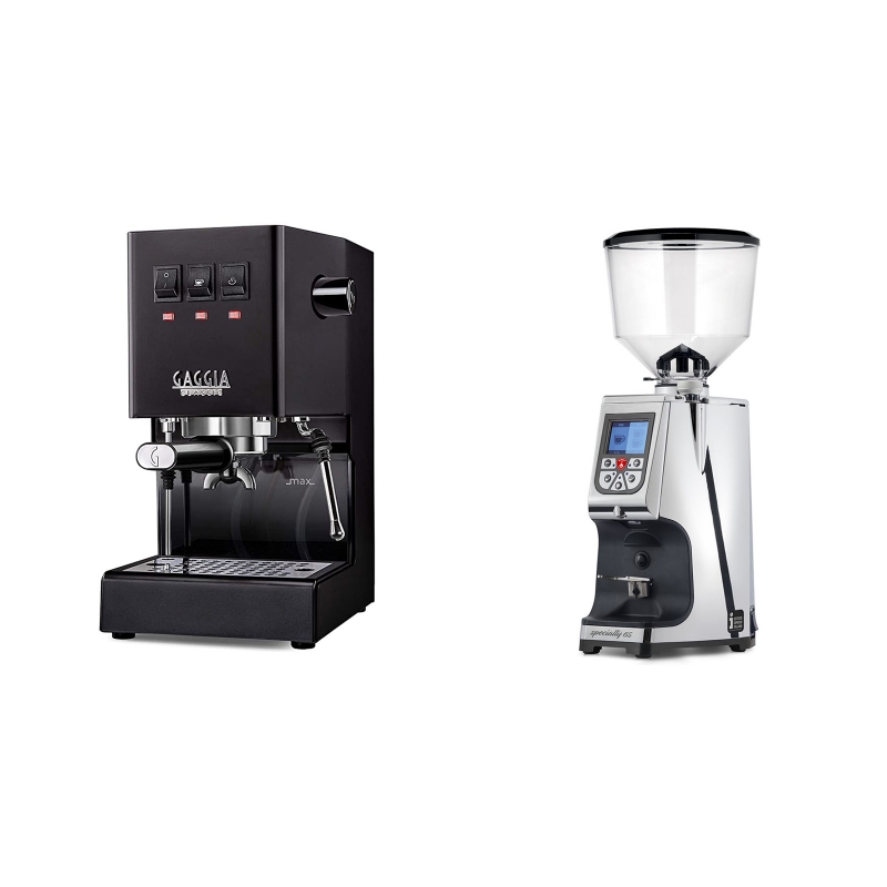 Gaggia New Classic BC, black + Eureka Atom Specialty 65, chrome Gaggia New Classic BC, black + Eureka Atom Specialty 65, chrome