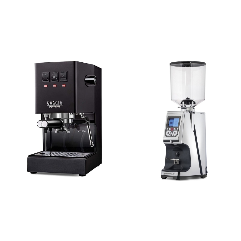 Gaggia New Classic BC, black + Eureka Atom Specialty 75, chrome Gaggia New Classic BC, black + Eureka Atom Specialty 75, chrome