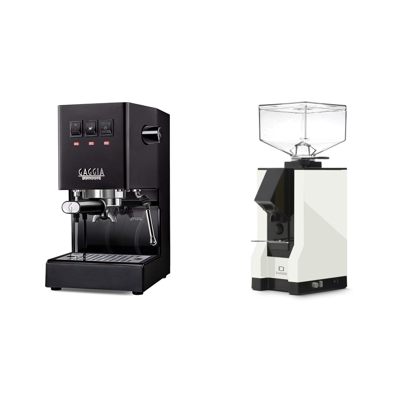 Gaggia New Classic BC, black + Eureka Mignon Silenzio, BL white Gaggia New Classic BC, black + Eureka Mignon Silenzio, BL white