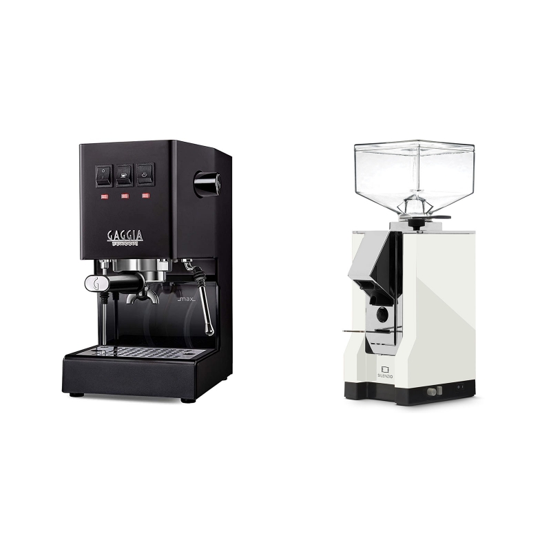 Gaggia New Classic BC, black + Eureka Mignon Silenzio, CR white Gaggia New Classic BC, black + Eureka Mignon Silenzio, CR white