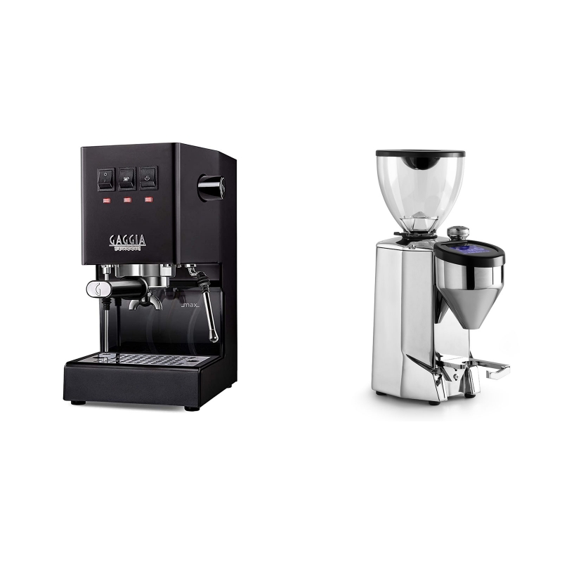 Gaggia New Classic BC, black + Rocket Espresso FAUSTO 2.1, chrome Gaggia New Classic BC, black + Rocket Espresso FAUSTO 2.1, chrome