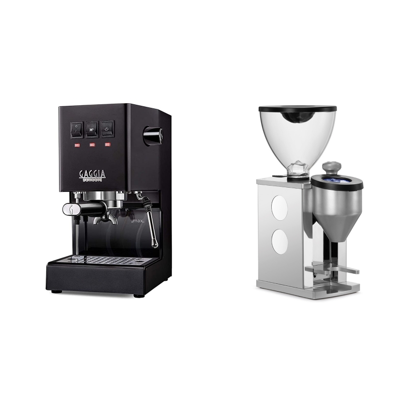 Gaggia New Classic BC, black + Rocket Espresso FAUSTINO, white Gaggia New Classic BC, black + Rocket Espresso FAUSTINO, white