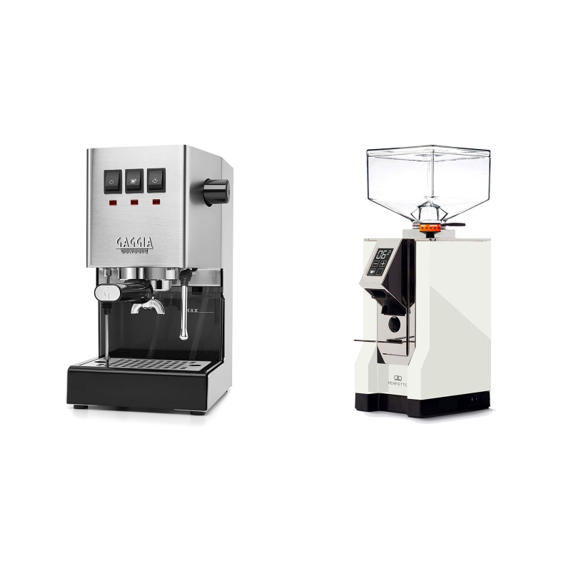 Gaggia New Classic BC + Eureka Mignon Perfetto, CR white Gaggia New Classic BC + Eureka Mignon Perfetto, CR white