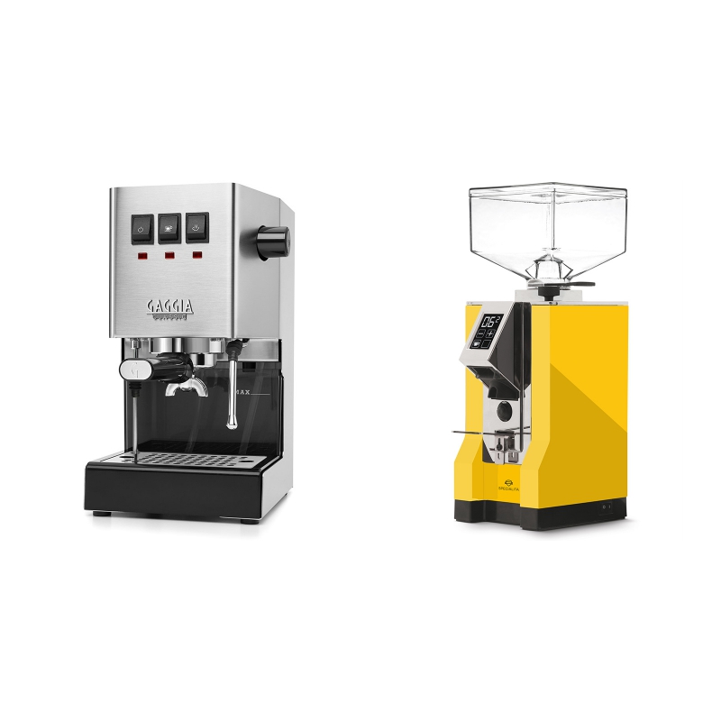Gaggia New Classic BC + Eureka Mignon Specialita, CR yellow Gaggia New Classic BC + Eureka Mignon Specialita, CR yellow