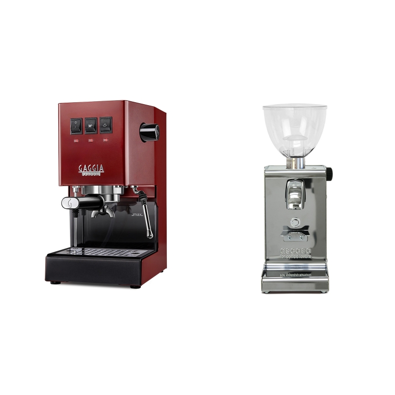 Gaggia New Classic BC, red + Ascaso i-steel, lesk Gaggia New Classic BC, red + Ascaso i-steel, lesk