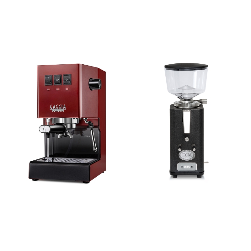 Gaggia New Classic BC, red + ECM S-Automatik 64, anthracite Gaggia New Classic BC, red + ECM S-Automatik 64, anthracite