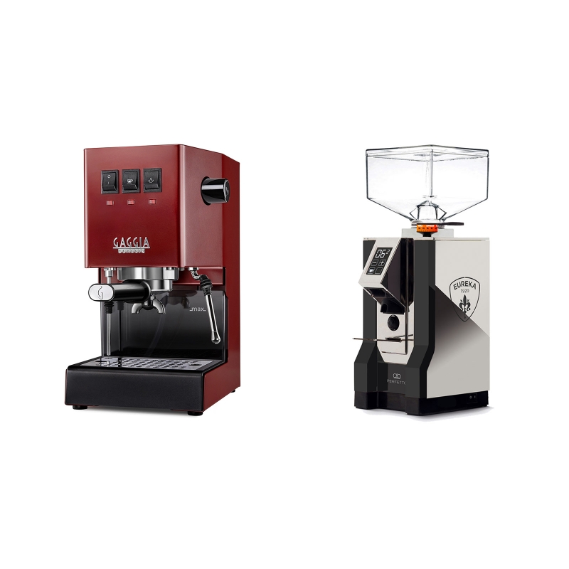 Gaggia New Classic BC, red + Eureka Mignon Perfetto, NX black Gaggia New Classic BC, red + Eureka Mignon Perfetto, NX black