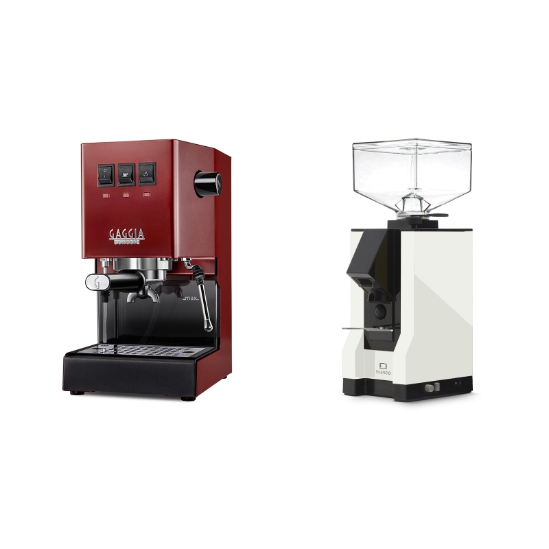 Gaggia New Classic BC, red + Eureka Mignon Silenzio, BL white Gaggia New Classic BC, red + Eureka Mignon Silenzio, BL white