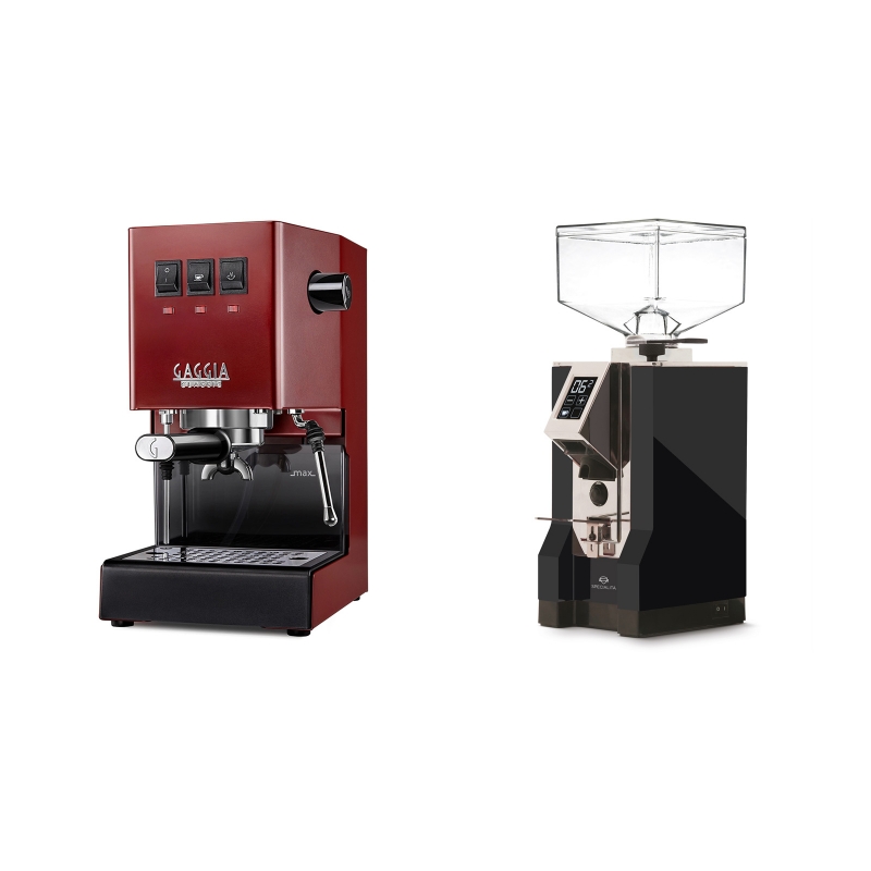 Gaggia New Classic BC, red + Eureka Mignon Specialita, CR black Gaggia New Classic BC, red + Eureka Mignon Specialita, CR black