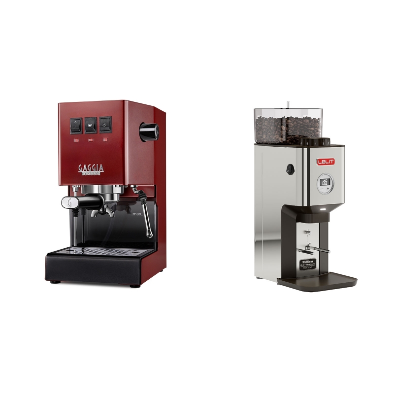 Gaggia New Classic BC, red + Lelit William PL72-P Gaggia New Classic BC, red + Lelit William PL72-P
