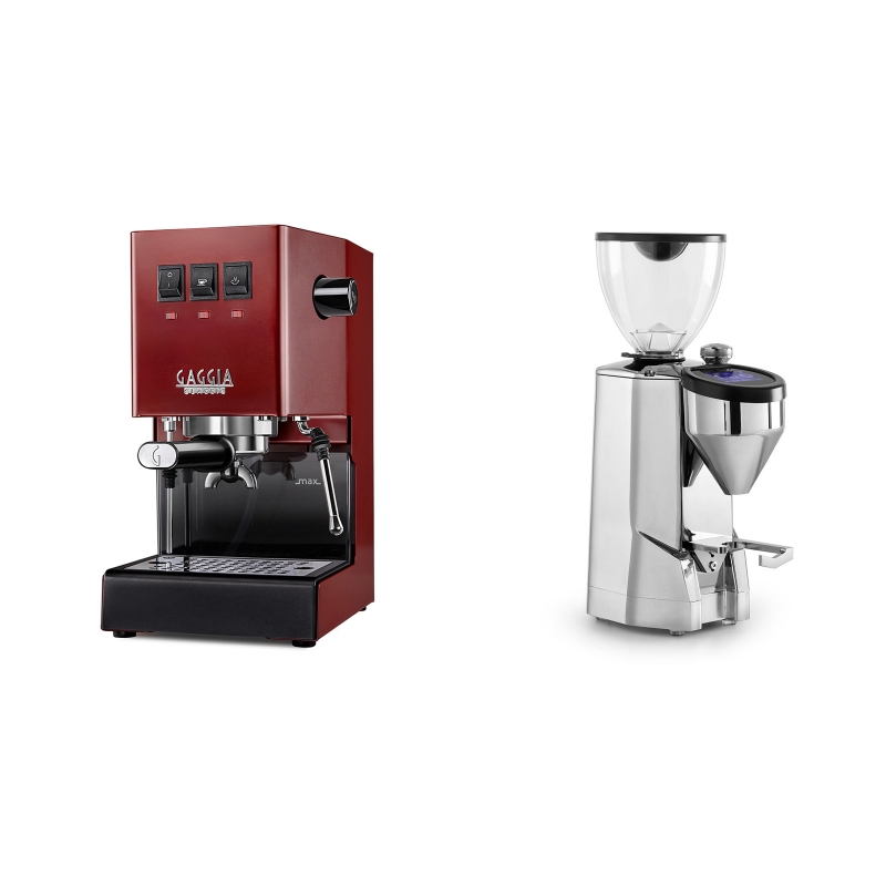 Gaggia New Classic BC, red + Rocket Espresso SUPER FAUSTO, chrome Gaggia New Classic BC, red + Rocket Espresso SUPER FAUSTO, chrome
