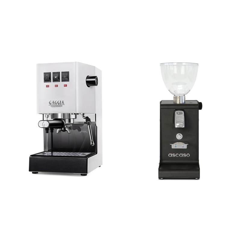Gaggia New Classic BC, white + Ascaso i-steel, černá Gaggia New Classic BC, white + Ascaso i-steel, černá