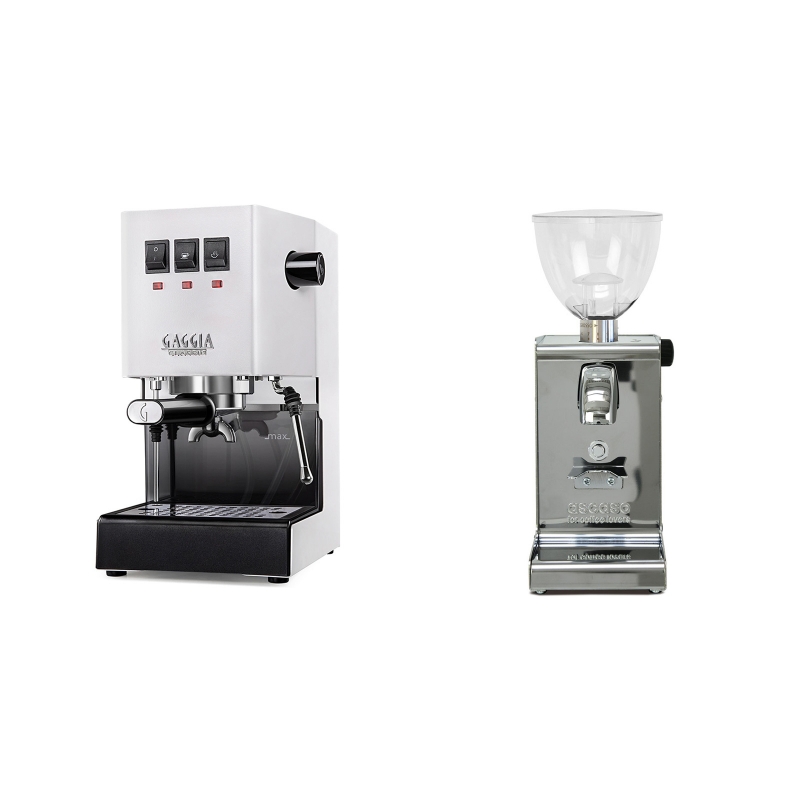 Gaggia New Classic BC, white + Ascaso i-steel, lesk Gaggia New Classic BC, white + Ascaso i-steel, lesk