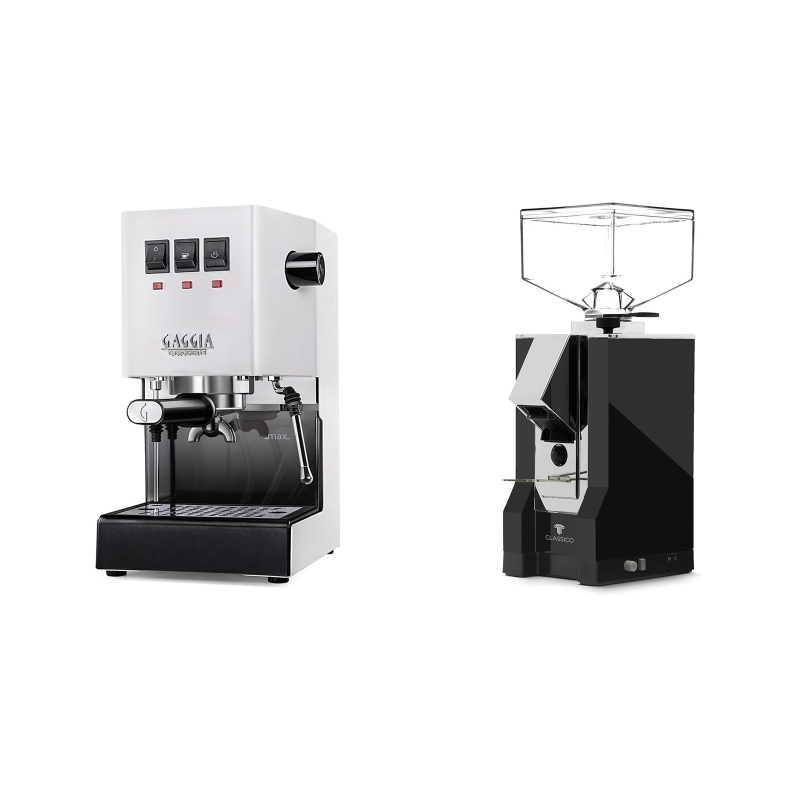 Gaggia New Classic BC, white + Eureka Mignon Classico, CR black Gaggia New Classic BC, white + Eureka Mignon Classico, CR black