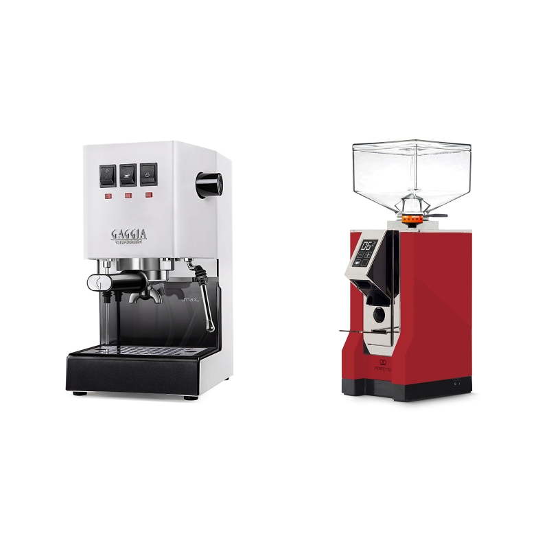 Gaggia New Classic BC, white + Eureka Mignon Perfetto, CR ferrari red Gaggia New Classic BC, white + Eureka Mignon Perfetto, CR ferrari red