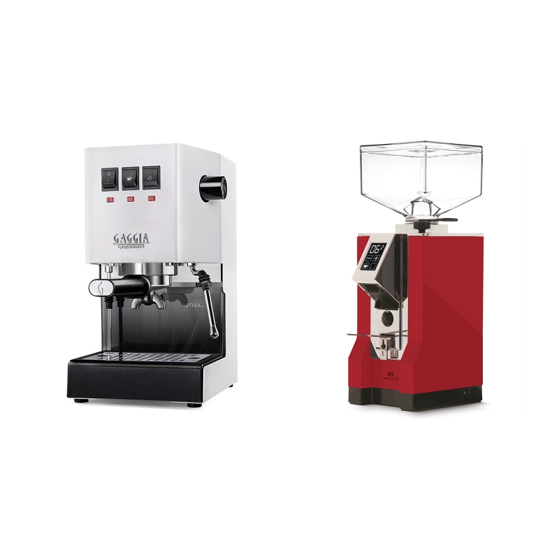 Gaggia New Classic BC, white + Eureka Mignon Specialita, CR ferrari red Gaggia New Classic BC, white + Eureka Mignon Specialita, CR ferrari red