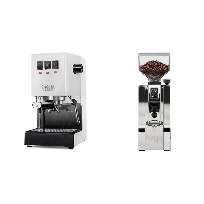 Gaggia New Classic BC, white + Eureka Mignon XL, CR chrome Gaggia New Classic BC, white + Eureka Mignon XL, CR chrome