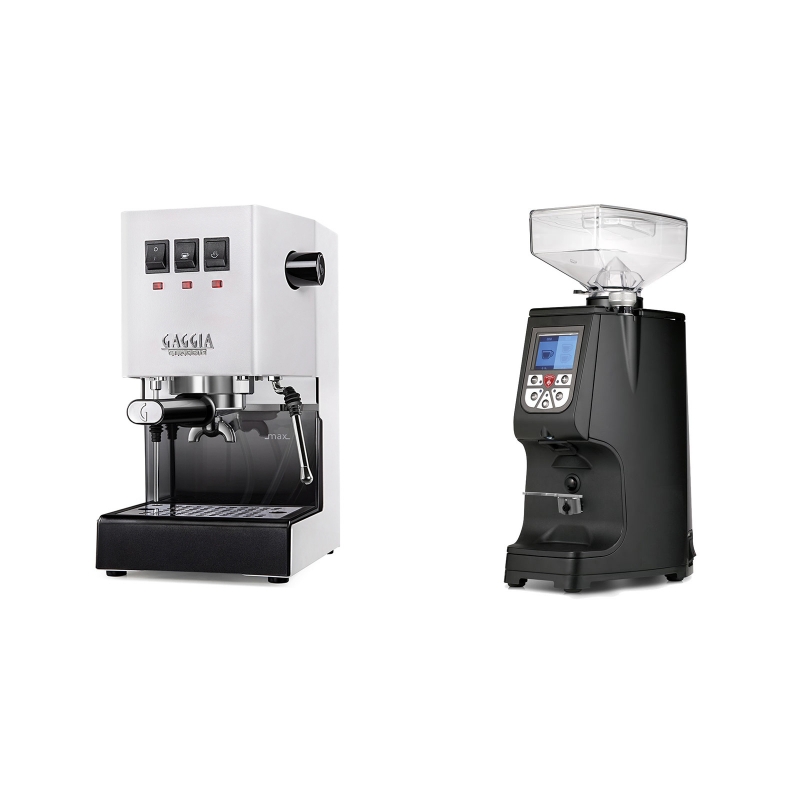 Gaggia New Classic BC, white + Eureka Atom 60, black Gaggia New Classic BC, white + Eureka Atom 60, black