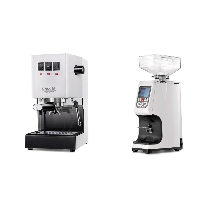 Gaggia New Classic BC, white + Eureka Atom 60, white Gaggia New Classic BC, white + Eureka Atom 60, white