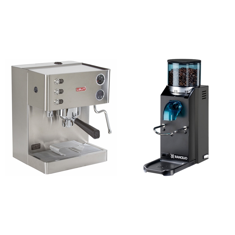 Lelit Elizabeth PL92T + Rancilio Rocky Doserless, černá Lelit Elizabeth PL92T + Rancilio Rocky Doserless, černá