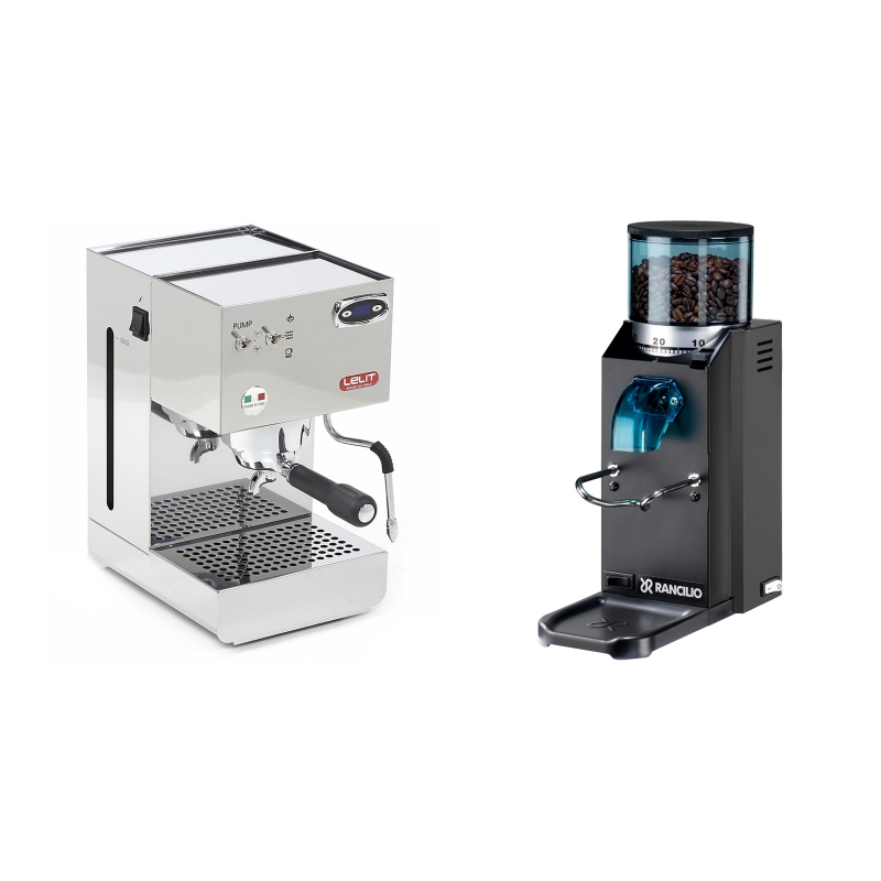 Lelit Glenda PL41PLUST + Rancilio Rocky Doserless, černá Lelit Glenda PL41PLUST + Rancilio Rocky Doserless, černá