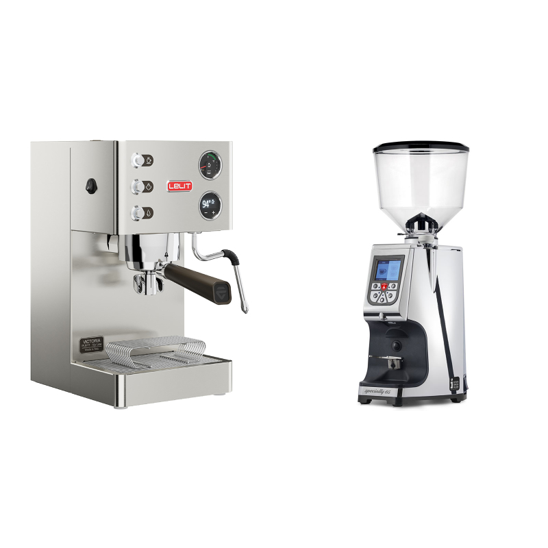 Lelit Victoria PL91T + Eureka Atom Specialty 65, chrome Lelit Victoria PL91T + Eureka Atom Specialty 65, chrome
