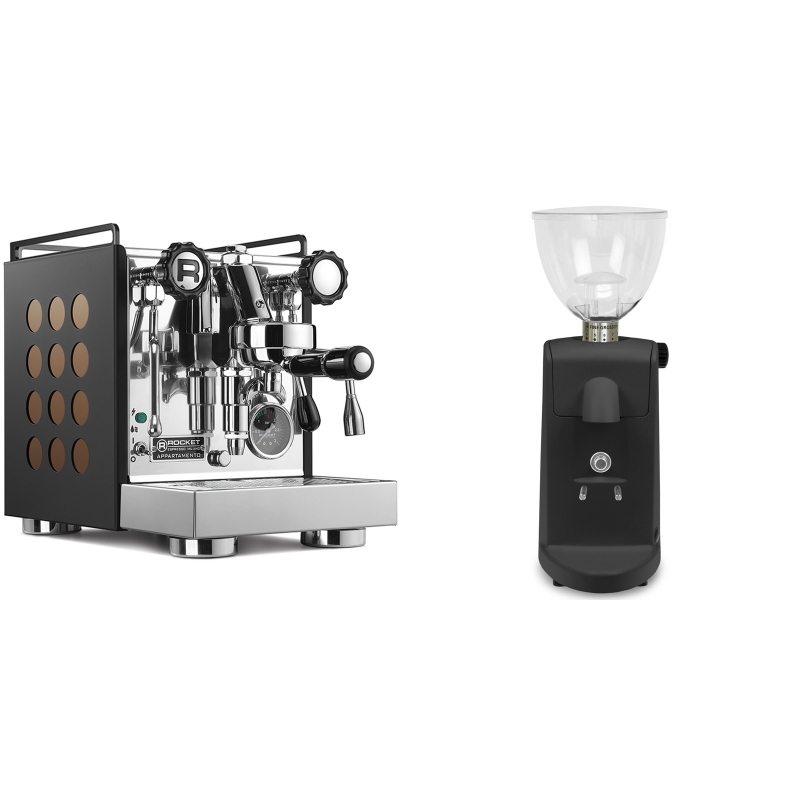 Rocket Espresso Appartamento, black/copper + Ascaso i-mini i1, černá Rocket Espresso Appartamento, black/copper + Ascaso i-mini i1, černá
