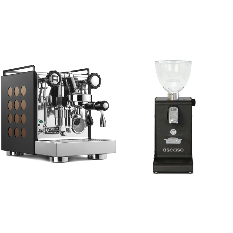 Rocket Espresso Appartamento, black/copper + Ascaso i-steel, černá Rocket Espresso Appartamento, black/copper + Ascaso i-steel, černá