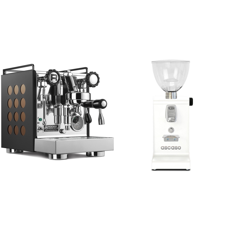 Rocket Espresso Appartamento, black/copper + Ascaso i-steel, bílá Rocket Espresso Appartamento, black/copper + Ascaso i-steel, bílá