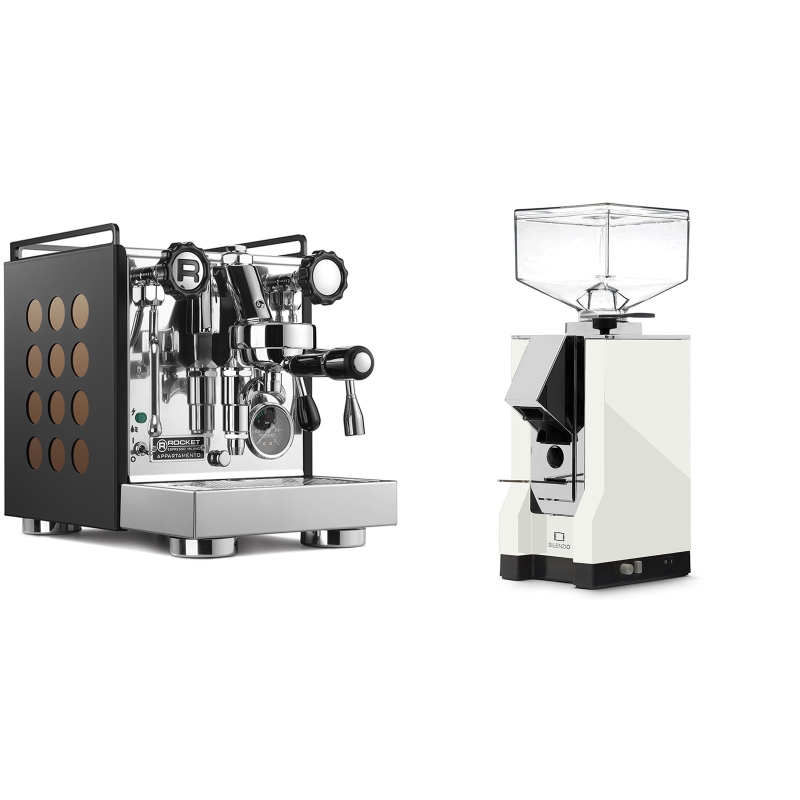 Rocket Espresso Appartamento, black/copper + Eureka Mignon Silenzio, CR white Rocket Espresso Appartamento, black/copper + Eureka Mignon Silenzio, CR white