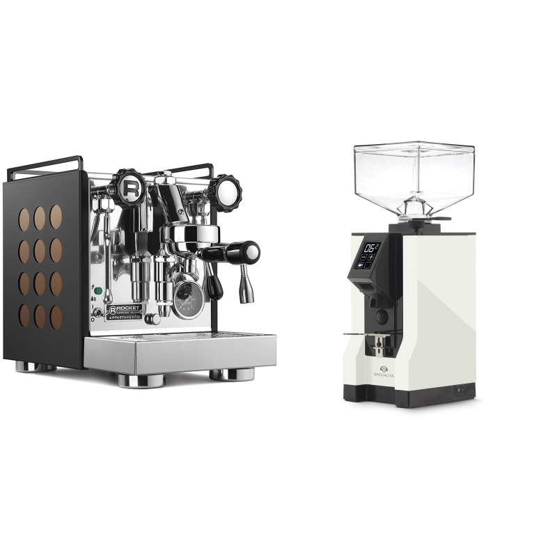 Rocket Espresso Appartamento, black/copper + Eureka Mignon Specialita, BL white Rocket Espresso Appartamento, black/copper + Eureka Mignon Specialita, BL white