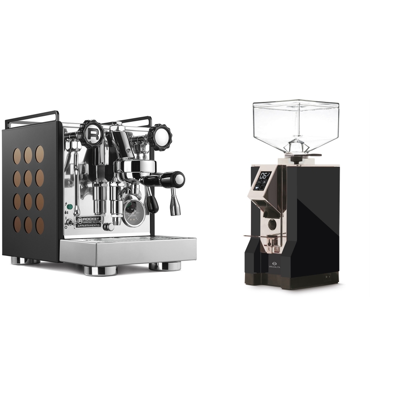 Rocket Espresso Appartamento, black/copper + Eureka Mignon Specialita, CR black Rocket Espresso Appartamento, black/copper + Eureka Mignon Specialita, CR black