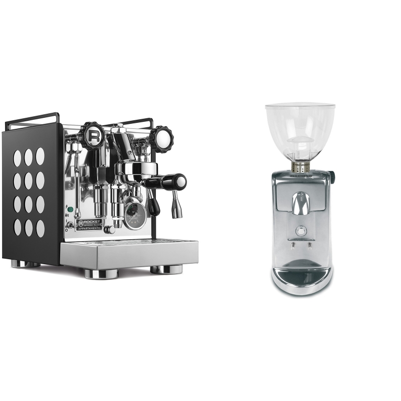 Rocket Espresso Appartamento, black/white + Ascaso i-mini i1, leštěný hliník Rocket Espresso Appartamento, black/white + Ascaso i-mini i1, leštěný hliník