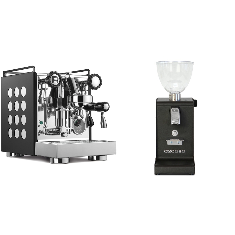 Rocket Espresso Appartamento, black/white + Ascaso i-steel, černá Rocket Espresso Appartamento, black/white + Ascaso i-steel, černá
