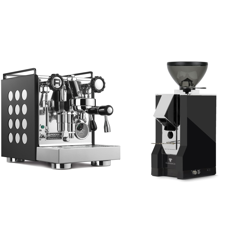 Rocket Espresso Appartamento, black/white + Eureka Mignon Classico, CR black Rocket Espresso Appartamento, black/white + Eureka Mignon Classico, CR black