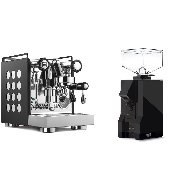 Rocket Espresso Appartamento, black/white + Eureka Mignon Silenzio, BL black Rocket Espresso Appartamento, black/white + Eureka Mignon Silenzio, BL black