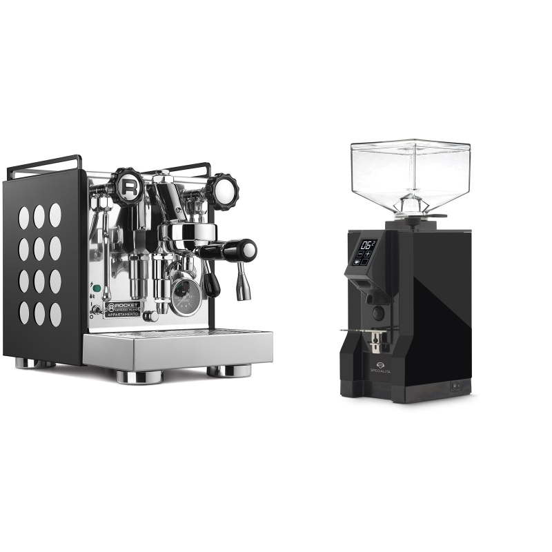 Rocket Espresso Appartamento, black/white + Eureka Mignon Specialita, BL black Rocket Espresso Appartamento, black/white + Eureka Mignon Specialita, BL black