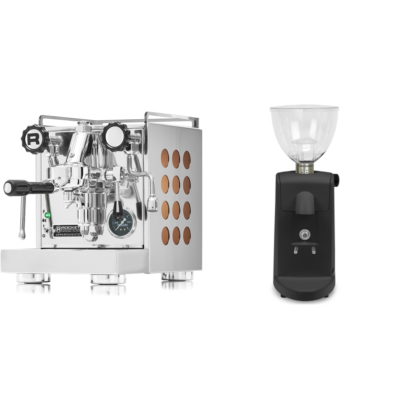 Rocket Espresso Appartamento, copper + Ascaso i-mini i1, černá Rocket Espresso Appartamento, copper + Ascaso i-mini i1, černá