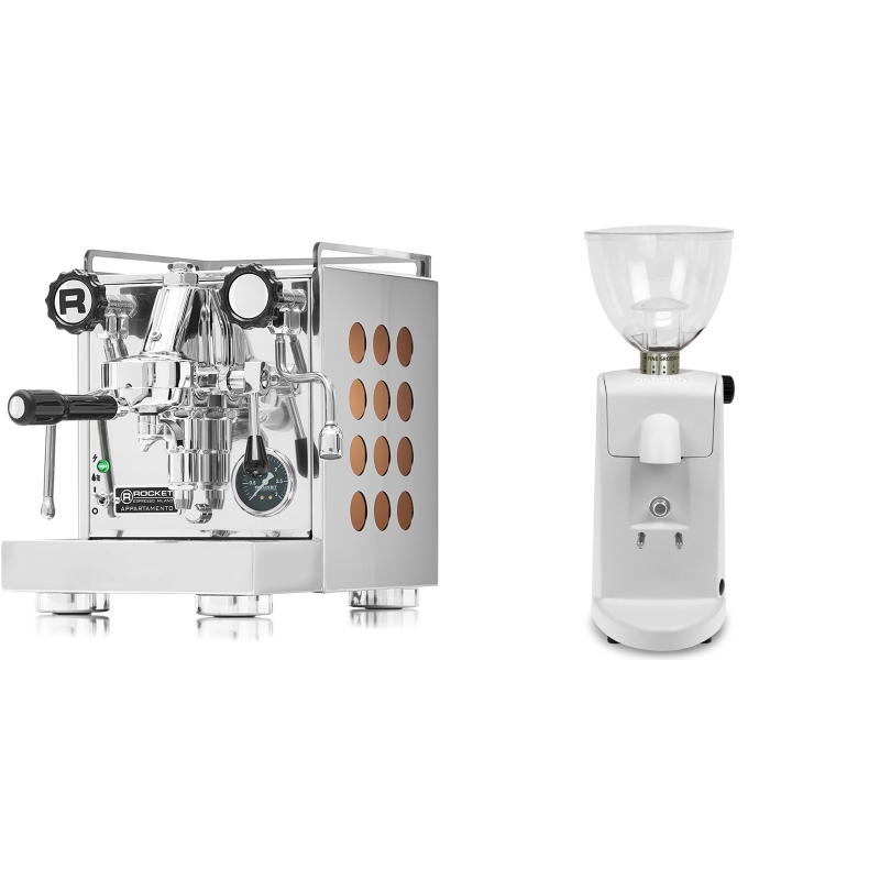 Rocket Espresso Appartamento, copper + Ascaso i-mini i1, bílá Rocket Espresso Appartamento, copper + Ascaso i-mini i1, bílá
