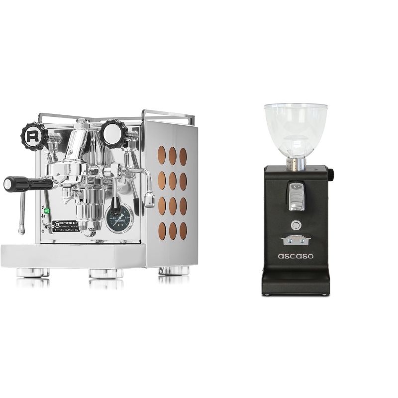 Rocket Espresso Appartamento, copper + Ascaso i-steel, černá Rocket Espresso Appartamento, copper + Ascaso i-steel, černá
