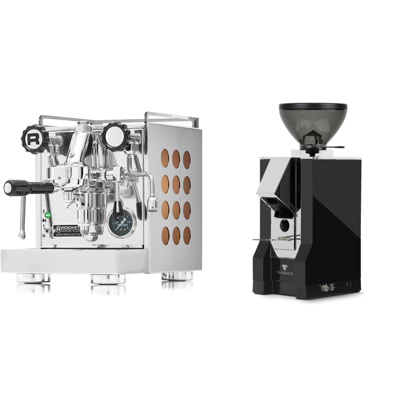Rocket Espresso Appartamento, copper + Eureka Mignon Classico, CR black Rocket Espresso Appartamento, copper + Eureka Mignon Classico, CR black