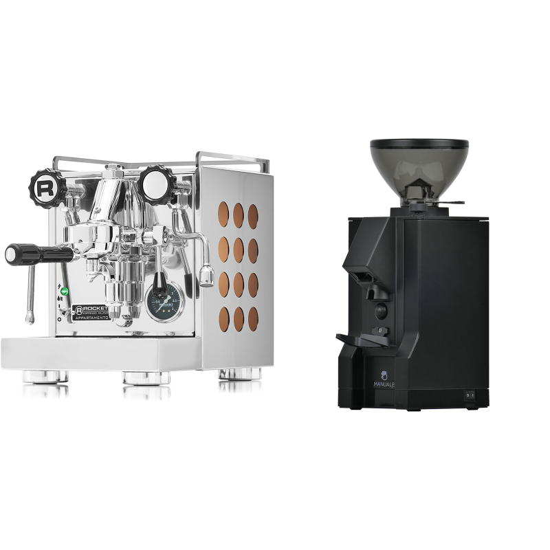 Rocket Espresso Appartamento, copper + Eureka Mignon Manuale, BL black Rocket Espresso Appartamento, copper + Eureka Mignon Manuale, BL black