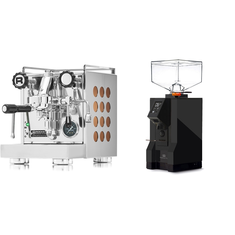 Rocket Espresso Appartamento, copper + Eureka Mignon Perfetto, BL black Rocket Espresso Appartamento, copper + Eureka Mignon Perfetto, BL black