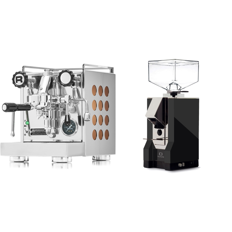 Rocket Espresso Appartamento, copper + Eureka Mignon Silenzio, CR black Rocket Espresso Appartamento, copper + Eureka Mignon Silenzio, CR black