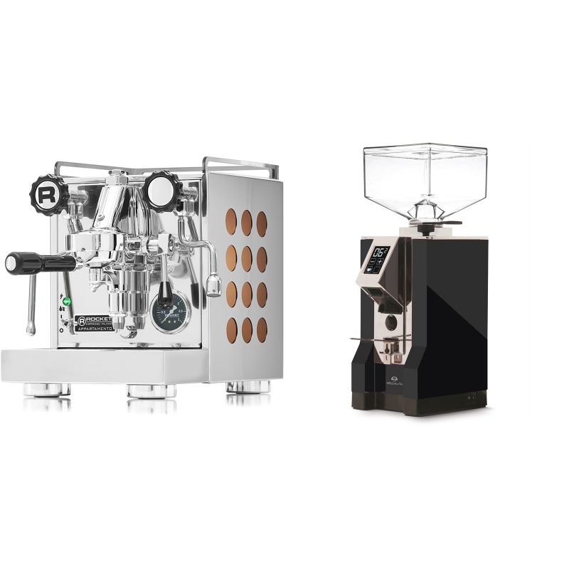 Rocket Espresso Appartamento, copper + Eureka Mignon Specialita, CR black Rocket Espresso Appartamento, copper + Eureka Mignon Specialita, CR black