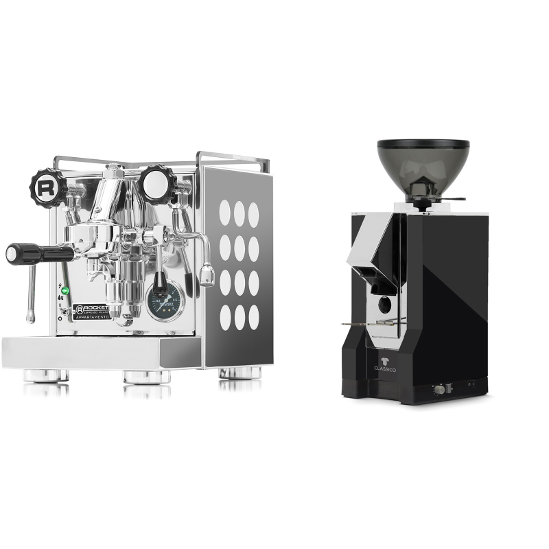 Rocket Espresso Appartamento, white + Eureka Mignon Classico, CR black Rocket Espresso Appartamento, white + Eureka Mignon Classico, CR black
